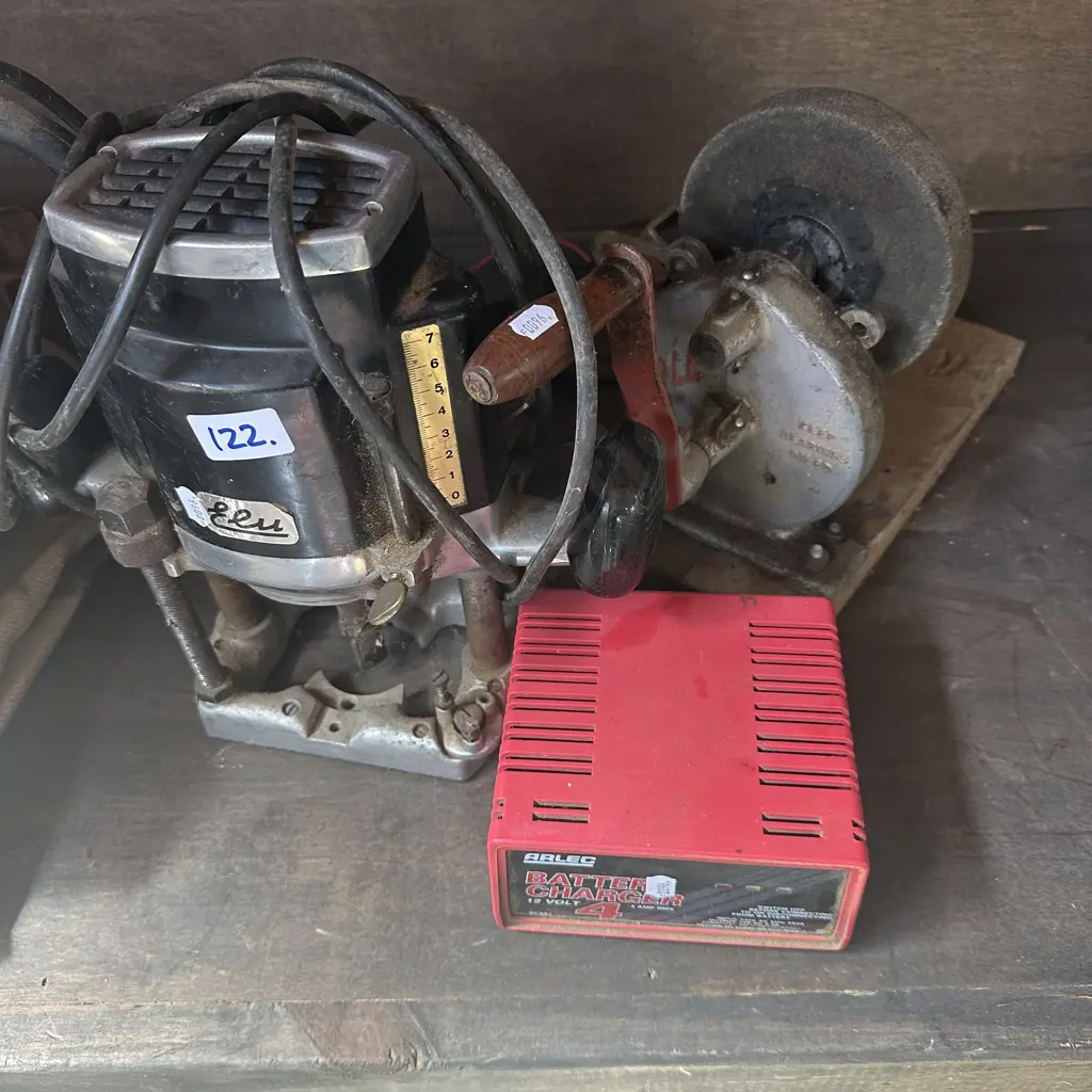 router, hand grinder and charger Image 1++