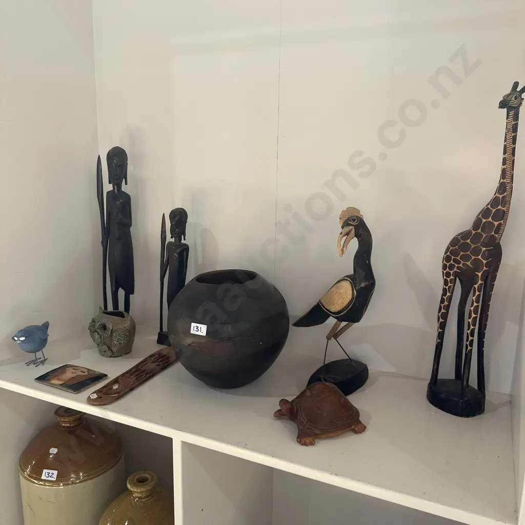 Collection wooden carvings, pottery Owl etc Image 1++