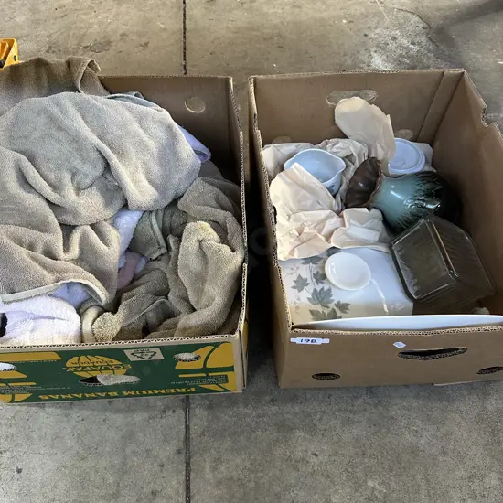 Noritake dinnerware, pottery vase, towels etc.