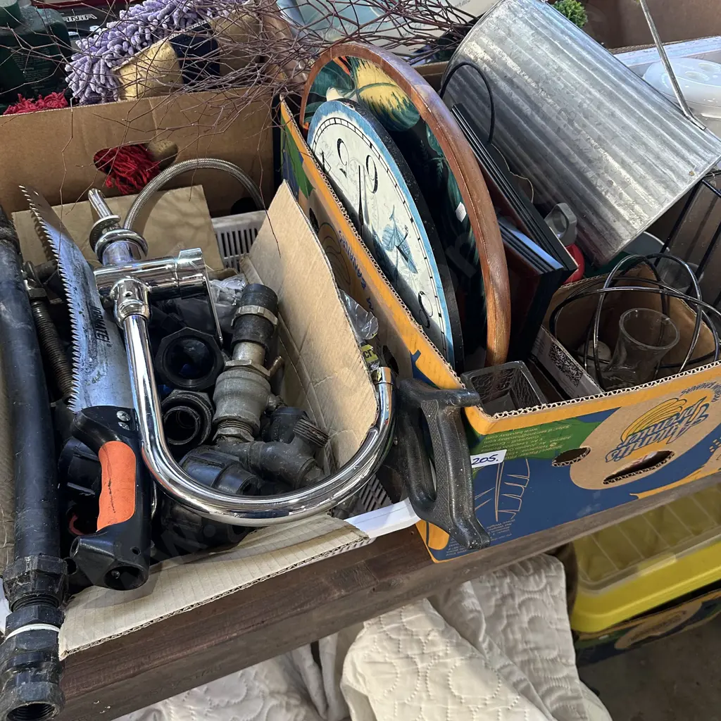 Two boxes taps, vases, saws etc. Image 1++