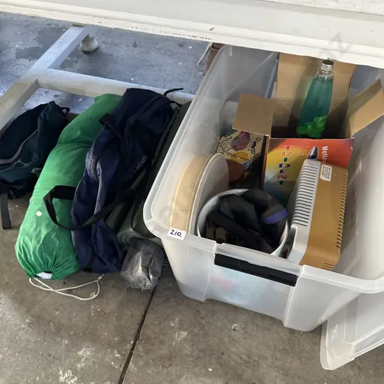 Bin lava lamp etc plus camping