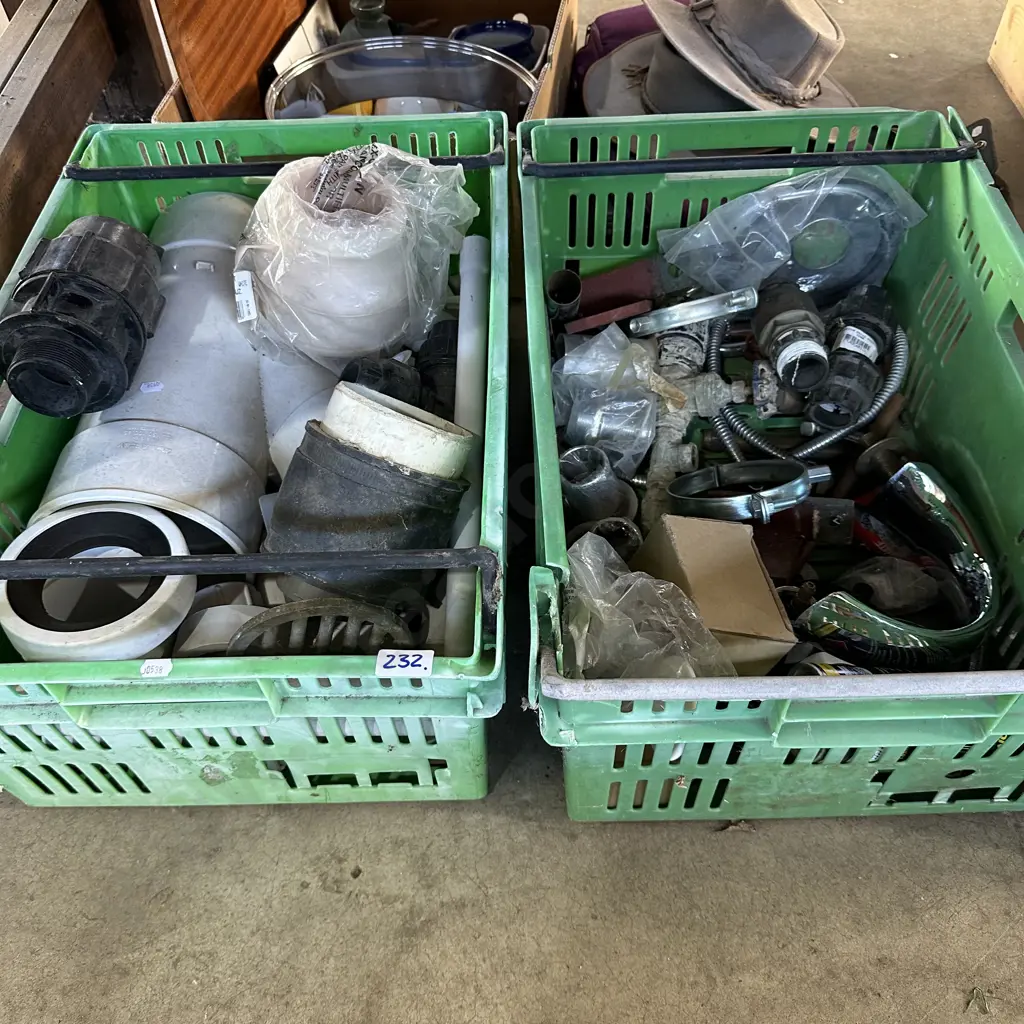 Two bins of plumbing items Image 1++
