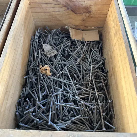 Box of 75mm jolt head galvanized nails.