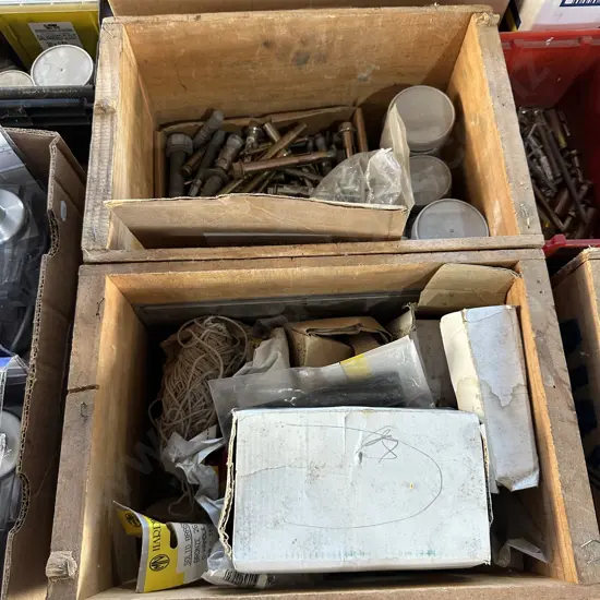 Two nail boxes including dyna bolt and rivets etc.