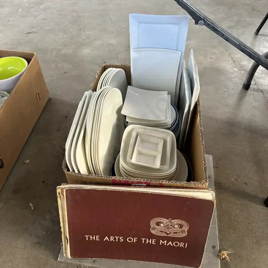 Plates and servers, Maori arts book.