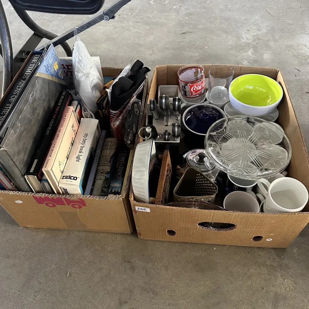 Two boxes knife block, books etc. Image 1++