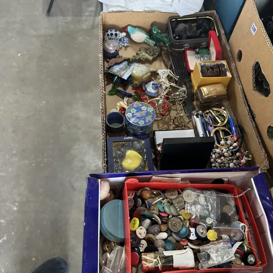 Two boxes collectables and buttons etc.