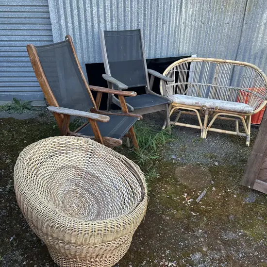 Two outdoor chairs plus cane chairs - average.