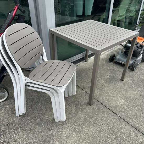 Italian Nardi table(some damage) plus 3 chairs