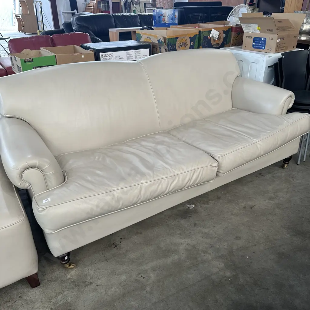 Montreux leather 3 seater sofa made in Christchurch (cost 8k new) Image 1++