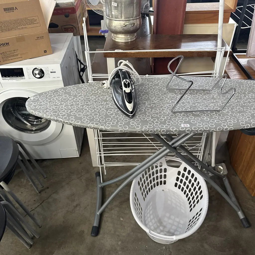 Iron, board, mop, horse & basket Image 1++