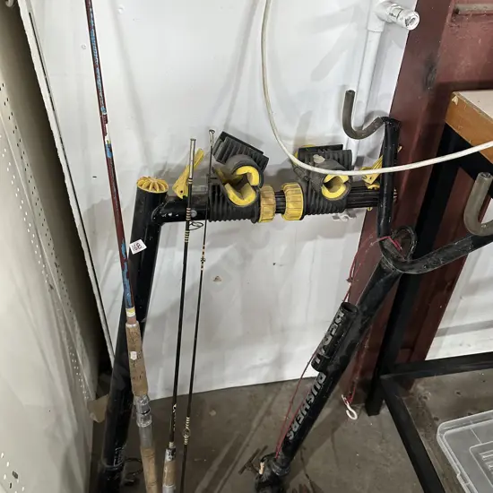 2 Bike racks and 2 fishing rods