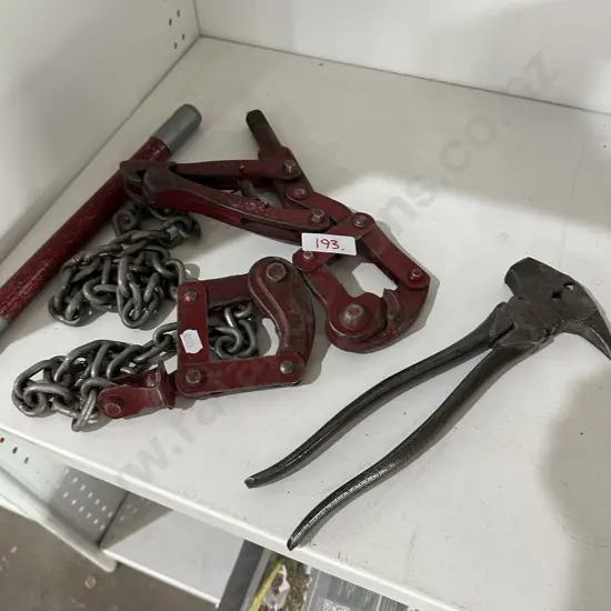 Wire strainers and fencing tool