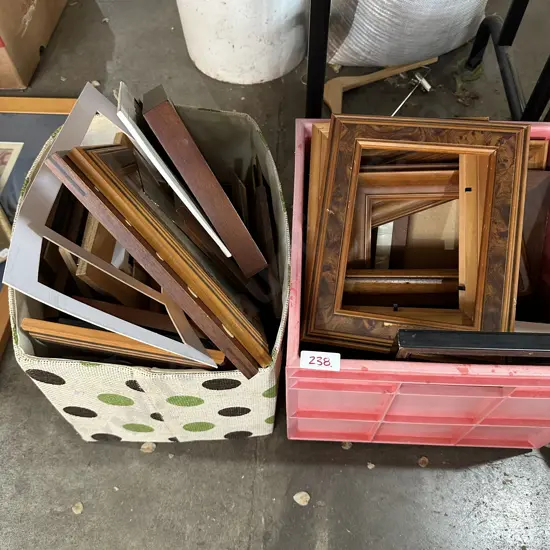 bin and basket of frames