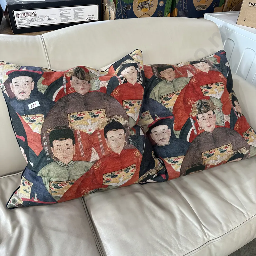 Pr of large "little & fox" feather pillows Image 1++