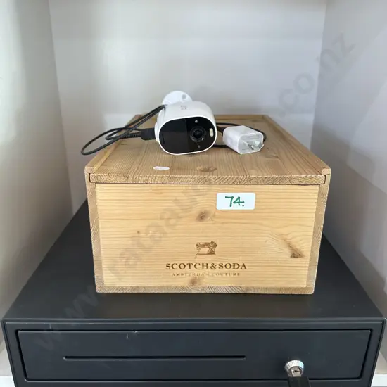 wooden box and cash drawer (not the camera)