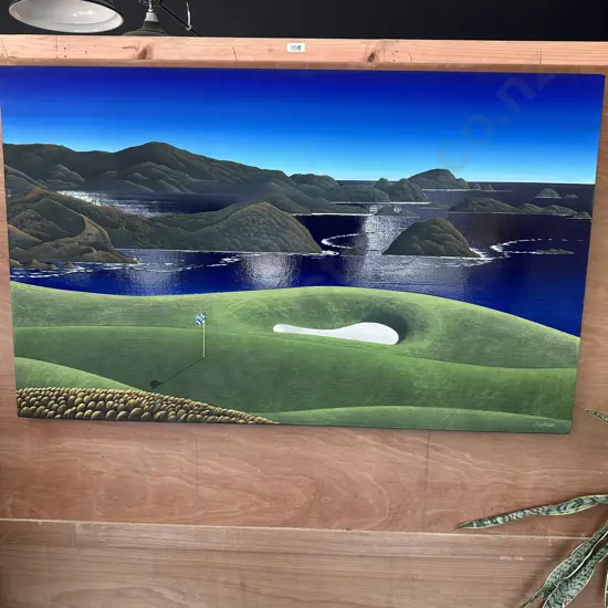 CAVALI 1380x840 is another good example from Jochens golf series of a hole at Kauri Cliffs with the Cavali islands