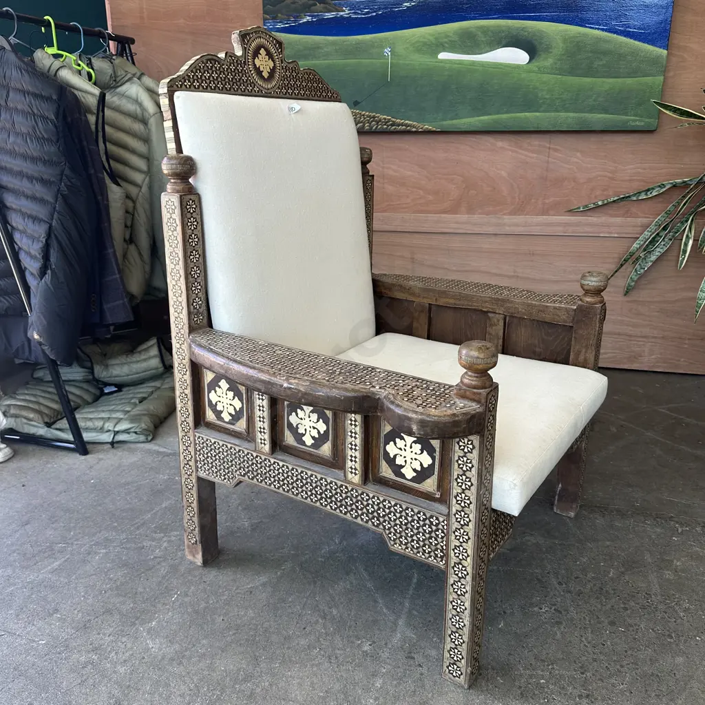 Syrian inlay antique chair Image 1++