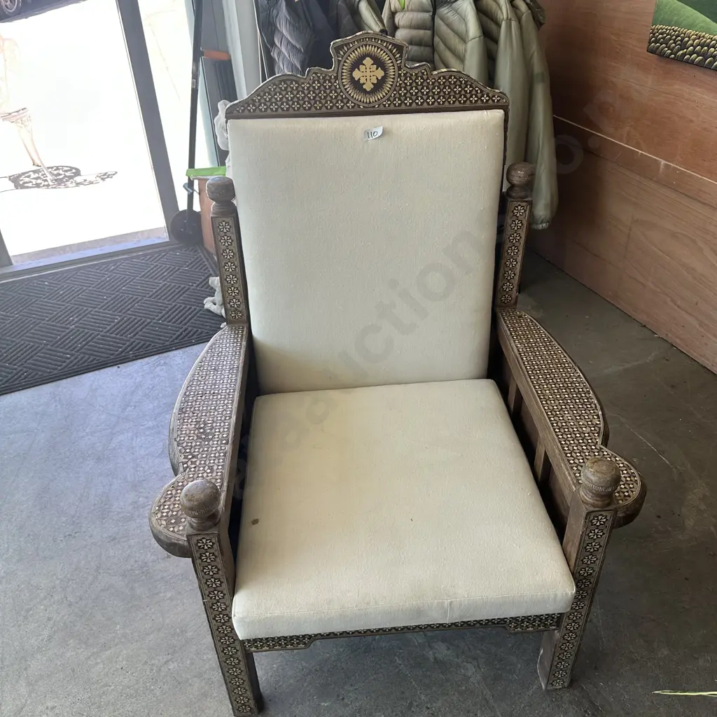 Syrian inlay antique chair Image 1++