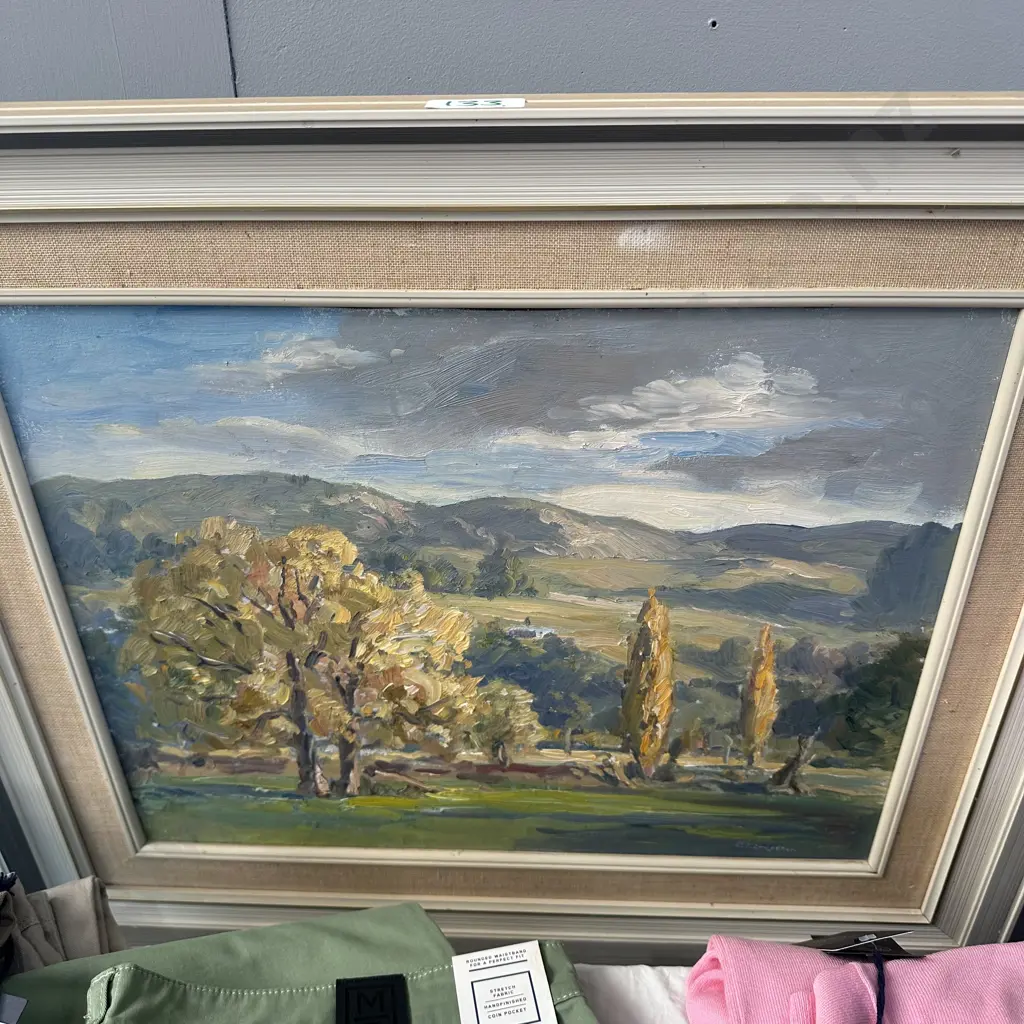 Oil painting by Carl Laugeson, Maraekakaho (looking from sports grounds) Image 1++