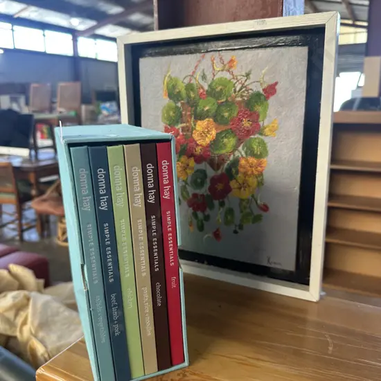 Full set Donna hay cook books and painting.