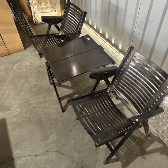 wooden folding table and chairs