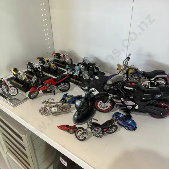 Shelf lot of model motorbikes