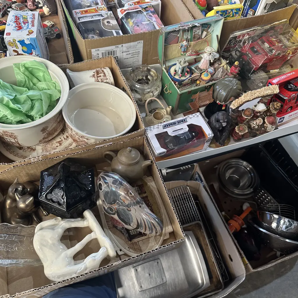 Three boxes Toys and Crown Lynn etc. Image 1++