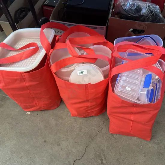 Three bags of Sistema and Tupperware