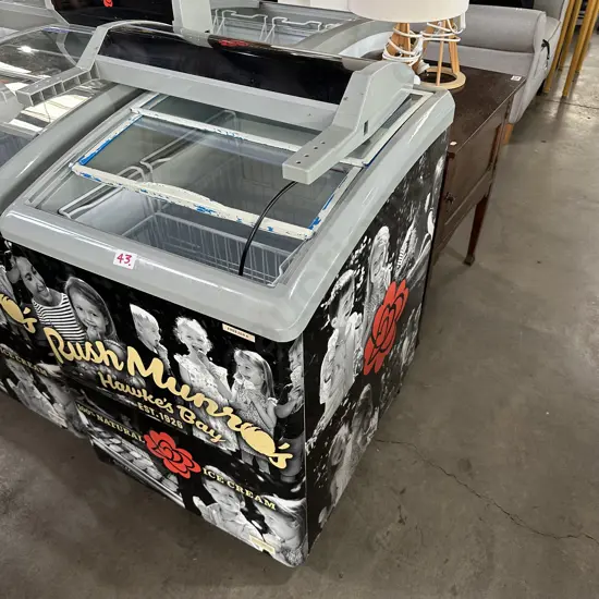Small ice cream freezer (older sliding glass and panel display different size)