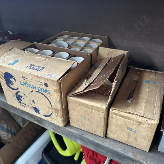 Four boxes of new crown lynn cups and saucers