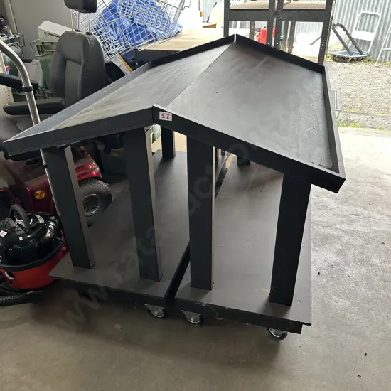 Two piece rolling display shelf