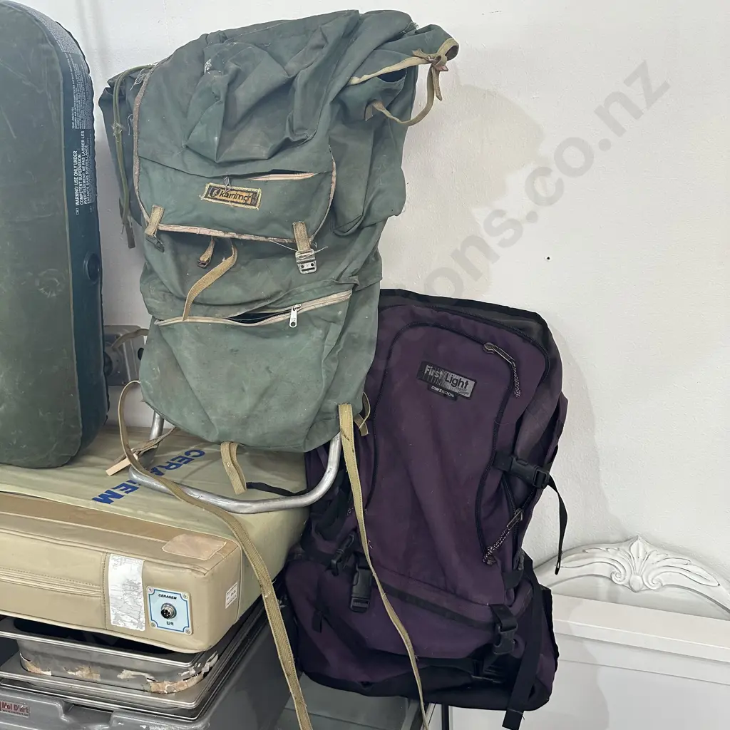 Two packs and bin of helmets etc. Image 1++