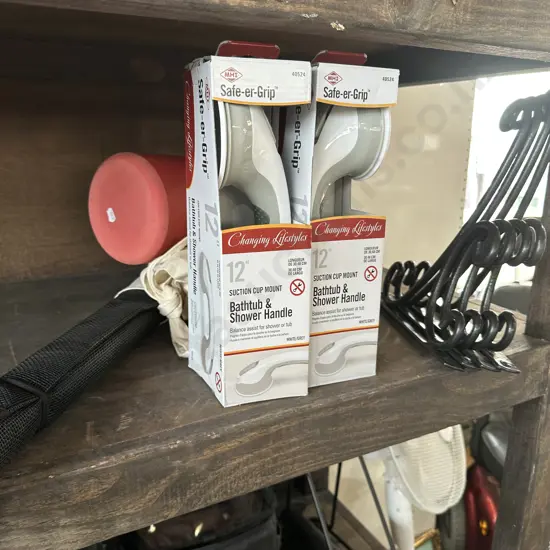 handles, hanging basket brackets, dog bed  and exercise  roll