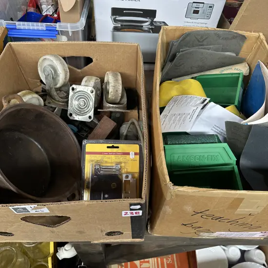 2 box pot, casters, lock, sandpaper etc