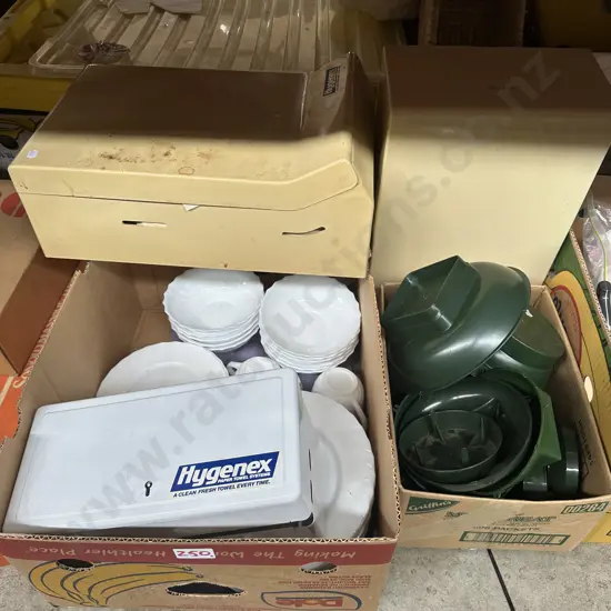 dispensers, crockery etc