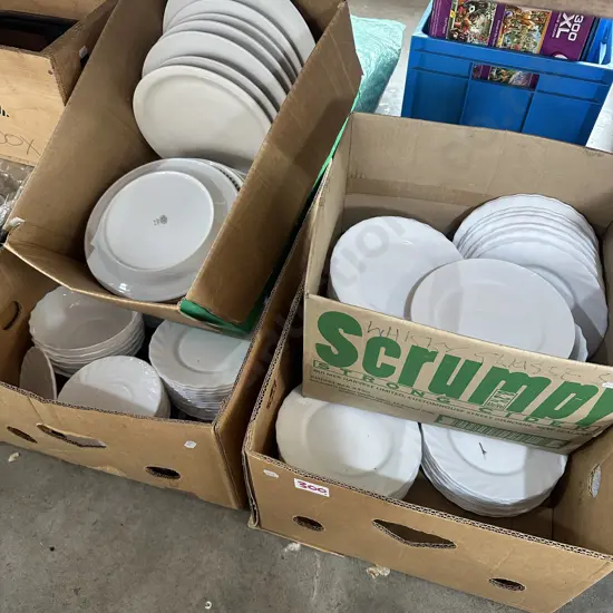 Four boxes of plates
