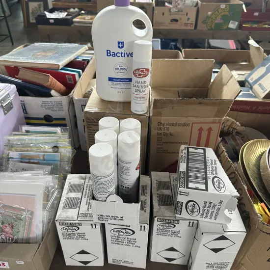 5 boxes of Lifebuoy hand sanitiser spray, plus 4x2L hand sanitizer