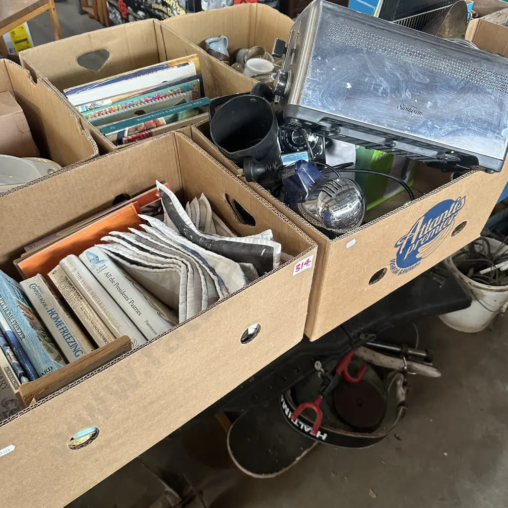 Two boxes, Radio and books etc. Image 1++