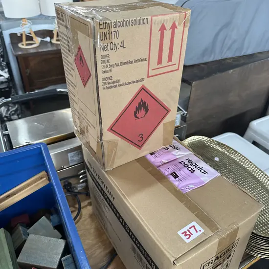 Hand sanitiser and womans personal products