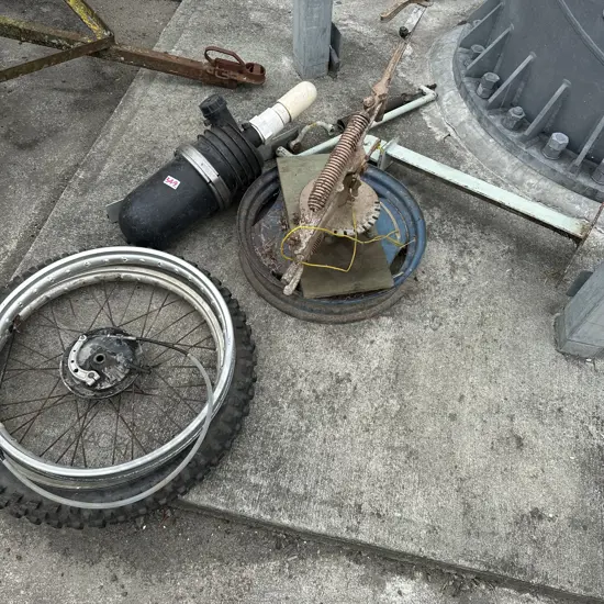 motorbike wheel, clay thrower, filter