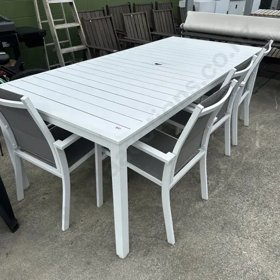 Aluminium table and 4 chairs   2120mm x 1000mm