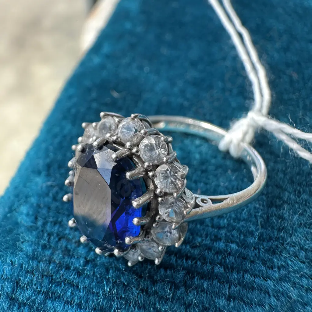 925 Blue & White Sapphire ring ex MHJ Image 1++