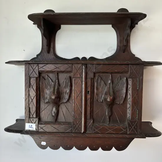 Hand carved arts & crafts Oak shelf