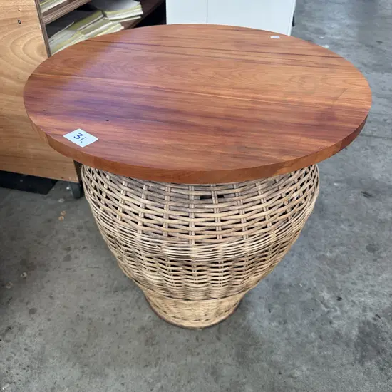 Matai  top wicker basket side table