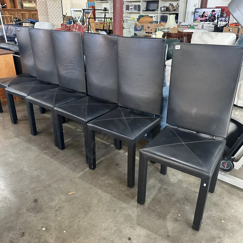 set 6 B&B Italia leather highback chairs Image 1++