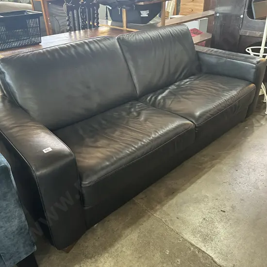 Dark brown leather 3 seater sofa