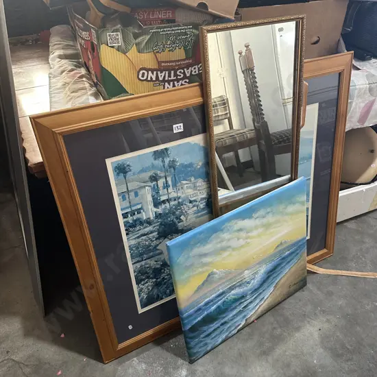 mirror, large print and painting