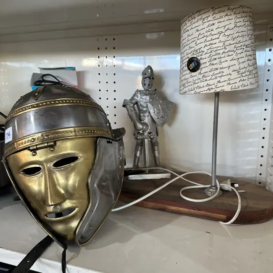 battle helmet and lamp
