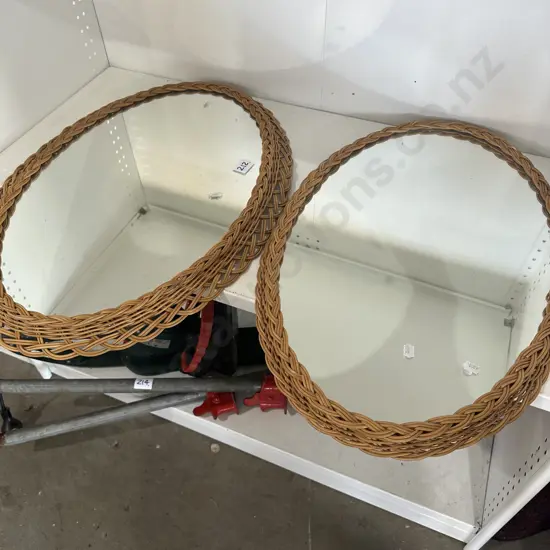 2 wicker frame mirrors